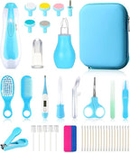 Baby Grooming and Healthcare Kit, Portable Baby Safety Care Set with Hair Brush Comb Nail Clipper Nasal Aspirator for Nursery Newborn Infant Girl Boy (31 in 1, Blue)