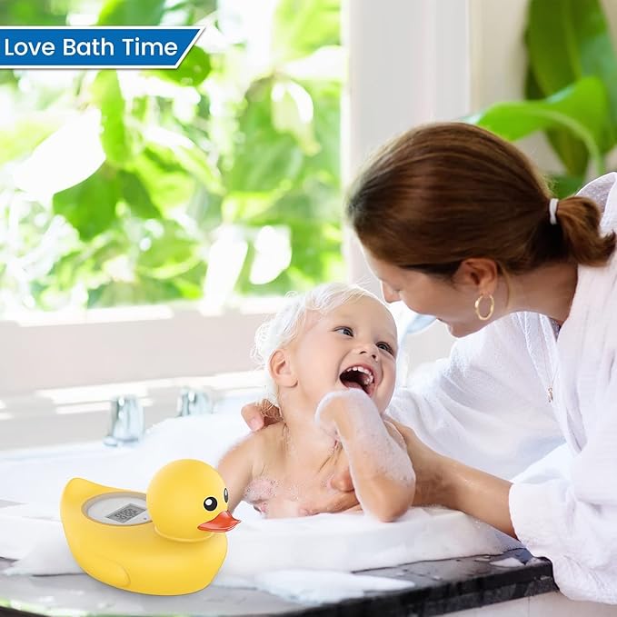 Baby Bath Thermometer Famidoc FDTH-V0-22 Water Temperature Test Floating on Water and Room Digital Bath tub Thermometers Duck Bath Thermometer Baby Safety New Upgraded