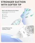 GROWNSY Nasal Aspirator for Baby with Protection Mode, Comes with 2 Larger Suction Chambers and 6 Food-Grade Soft Silicone Tips, Light Blue