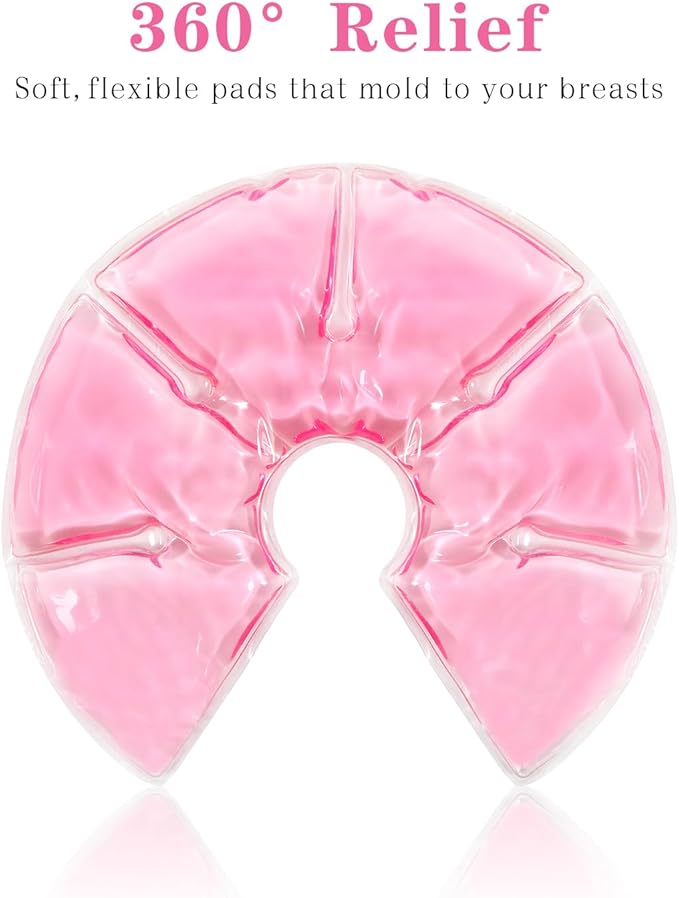 Breast Ice Packs, Hot & Cold Gel Therapy Pads for Breastfeeding, Postpartum Nursing, Engorgement, Mastitis, Pain Relief Breast Packs with Soft Covers, 2 Pack (Pink)