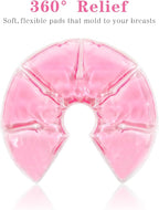 Breast Ice Packs, Hot & Cold Gel Therapy Pads for Breastfeeding, Postpartum Nursing, Engorgement, Mastitis, Pain Relief Breast Packs with Soft Covers, 2 Pack (Pink)