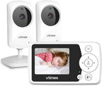 Baby Monitor with 2 Cameras, 2.4" LCD Screen Video Baby Monitor No WiFi Night Vision VOX Mode Alarm and 1000ft Range, Peace of Mind for New Parents