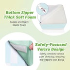 6-Piece Soft PU Leather Toddlers Climbing Toys, Baby Foam Climbing Blocks for Toddlers 3, Foam Play Gym Climbing Structures, Indoor Climb and Crawl Activity Play Set (Light Blue and Green)