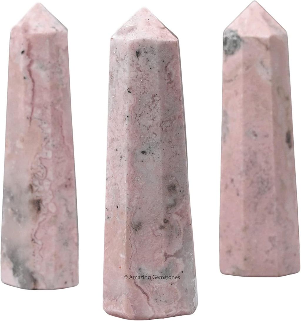 Amazing Gemstone Rhodochrosite Crystal Towers ~ Natural Healing Crystal Point Obelisk for Reiki Healing and Crystal Grid (2 to 3 INCH)