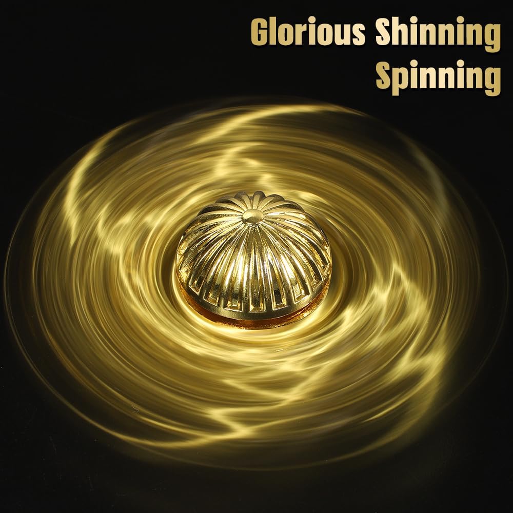 Cool Fidget Spinner for Kids Adults, Magic Orb Finger Hand Spinner Toys Stress Relief Ball Sensory Toy Wizard Fan, Metal Fingertip Gyro Birthday Gift Stocking Stuffer for Boys Girls, Golden Decortion