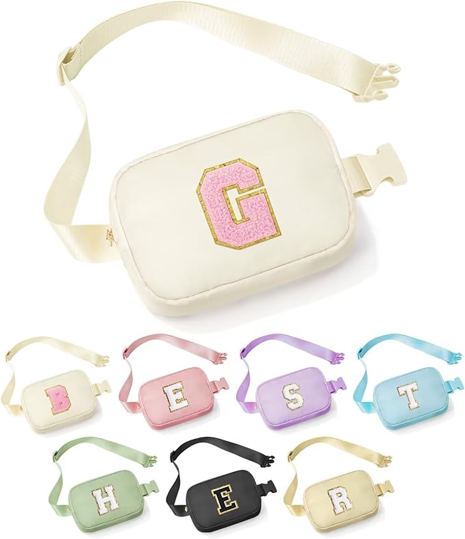 YOOLIFE Graduation Gifts - Graduation Gifts for Teen Girls Her Daughter Sister, White Initial Crossbody Bag Belt Bag for Girls G
