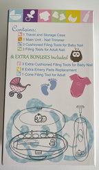 Rechargeable 22 in 1 Baby Nail Trimmer, Usage Labeled Case, 13 Extra Replacement Tools, Royal Angels Electric Nail File with LCD display, Newborn Toddler Nail Care Clipper Kit (Rechargeable,WhiteBlue)