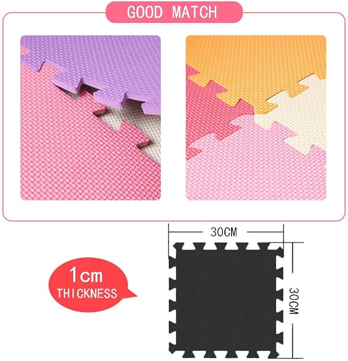 YIMINYUER® 25 Tiles (30cm×30cm×1cm Each Tile) Baby Soft Puzzle Play Mats, Kids Thick EVA Foam Floor, Toddlers & Children's Soft Interlocking Mat R01R04R06G301025