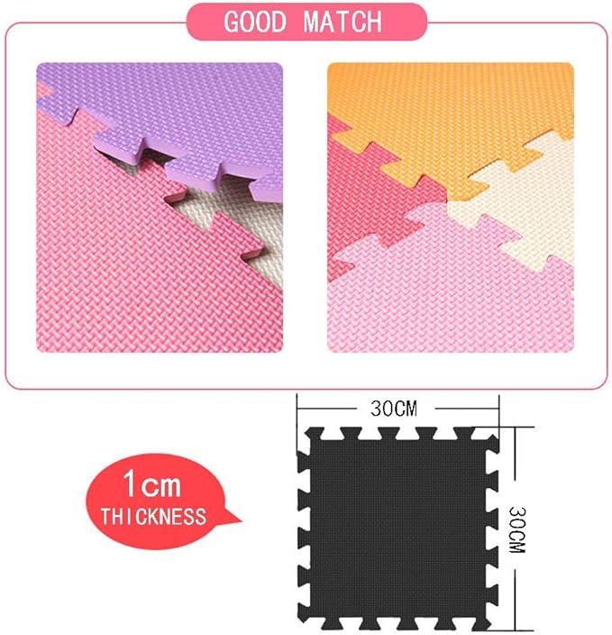 YIMINYUER® 25 Tiles (30cm×30cm×1cm Each Tile) Baby Soft Puzzle Play Mats, Kids Thick EVA Foam Floor, Toddlers & Children's Soft Interlocking Mat R03R10G301025