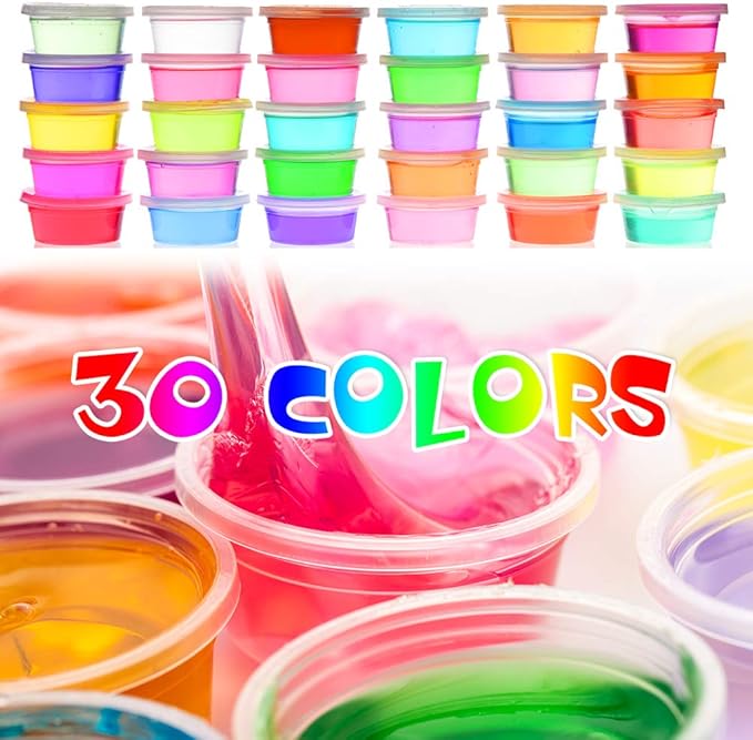Slime Supplies Kit, 135 Pack Slime Making Kit 30 Crystal Slime, Glitter Jars, Charms, Sugar Paper, Foam Beads, Fishbowl Beads, Toy Cups, Slices, Air Dry Clay and Tools for Kids Girls by WINLIP