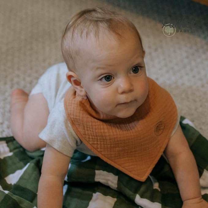 Parker Baby Muslin Bandana Drool Bibs | 100% Soft Muslin Cotton, Absorbent & Adjustable | Stylish Teething & Drooling Bibs