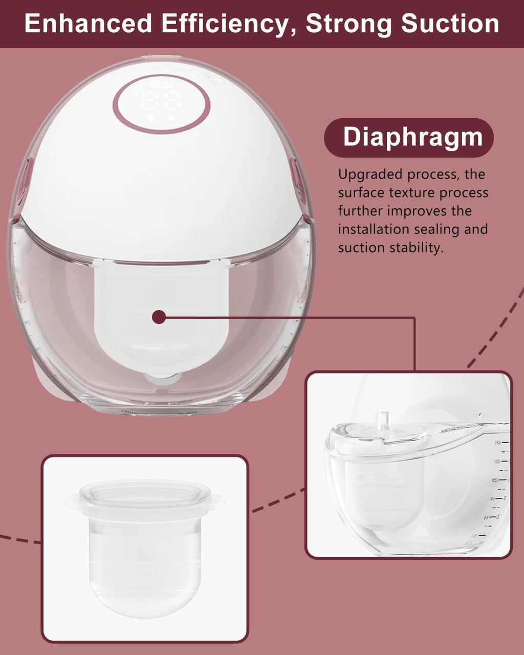 4PC M6 Breast Pump Replacement Accessories, Including 4pcs Silicone Diaphragms for Momcozy Mobile Style | M6, Replace for Momcozy Pump Parts, Not Original Parts, 4PC Transparent Diaphragms