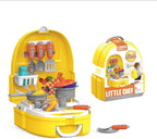 Kids Pretend Kitchen Playset – Portable Little Chef Cooking Set with Play Food & Accessories in Backpack, Role Play Toy for Boys & Girls (Little Chef)