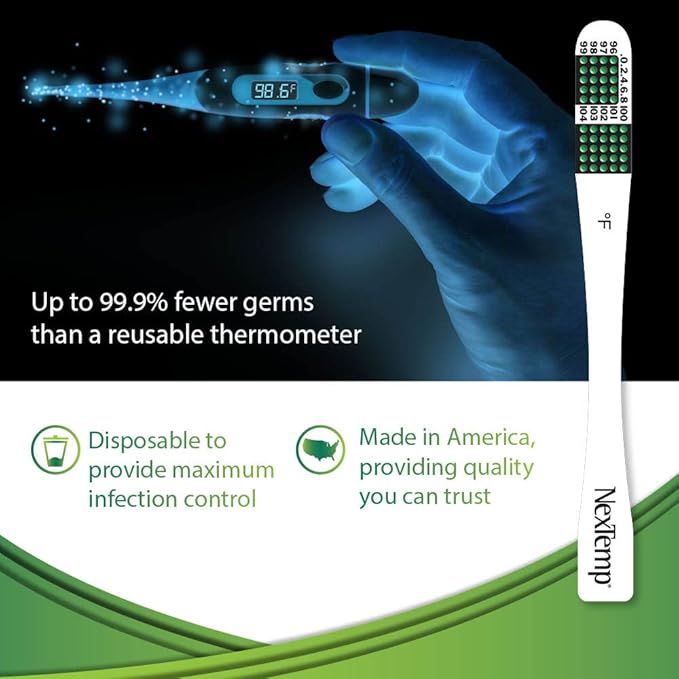 Single-Use Thermometers - Individually Wrapped Disposable First Aid Supplies, High-Accuracy for Work, School, Home, Travel, and Healthcare Use, Fahrenheit, 100-Pack