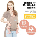 Acrabros Baby Wrap Carrier,Hands Free Baby Carrier Sling,Lightweight,Breathable,Softness,Perfect for Newborn Infants and Babies Shower Gift,Dark Cappuccino