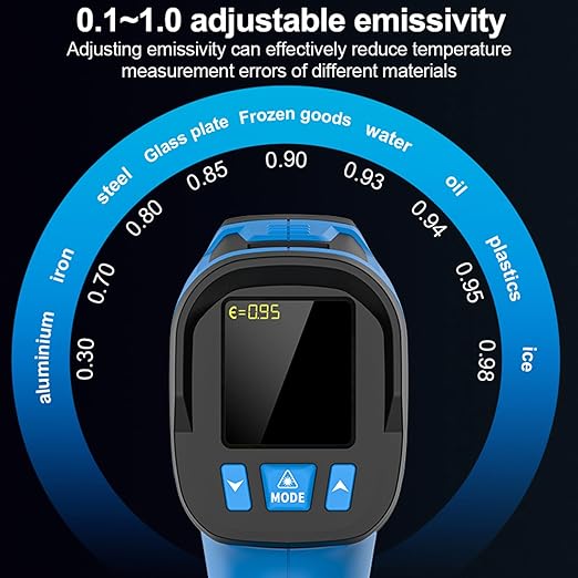 Infrared Thermometer Temperature Gun, -40℉~2462℉, 30:1 Pyrometer High Temp Thermometer with K-Probe, Non-Contact Digital IR Laser Thermometer Temp Gun for Cooking, Engine, Kiln, Forging, HVAC