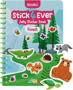 Stick4Ever Jelly Sticker Book - for Kids - Waterproof, Easy to Clean Jelly Stickers for Kids - Reusable Sticker Book for Toddlers with 50 Pcs of Reusable Stickers (Forest)