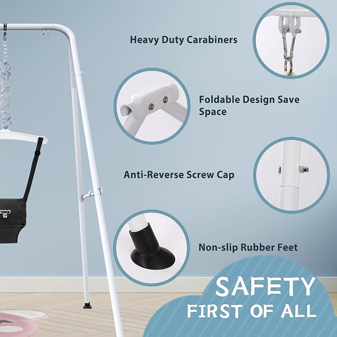 G TALECO Gear Baby Jumper with Stand,Baby Bouncer,Easy Set-Up,Baby Exerciser for Active Babies,Suitable for Indoor and Outdoor, Black (Water Mat Include)