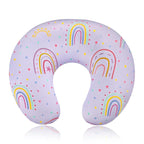 Nursing Pillow Cover, Removable Nursing Covers for Breastfeeding Pillows, Stretchy and Soft Fit for Baby Girls Boys Newborn, Purple Rainbow (Only Cover)