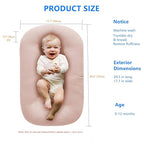 Baby Lounger Play Mat,Baby Lounger for Newborn Tummy Time for Baby in Bed,0° Angle Newborn Lounger Baby Nest for Boys & Girls 0-12 Months(Pink)