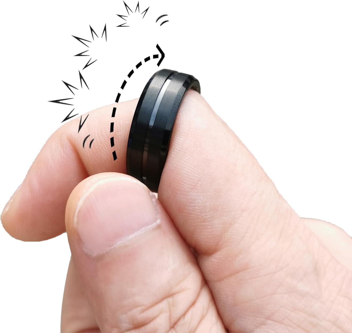 EDC Fidget Slider Fidget Toy Adult Stress Relief Metal Ratchet Ring Jewelry ADHD Recreational Fidget Toy Tactile Coin (Black, 11)