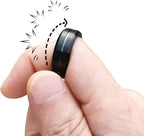 EDC Fidget Slider Fidget Toy Adult Stress Relief Metal Ratchet Ring Jewelry ADHD Recreational Fidget Toy Tactile Coin (Black, 8)