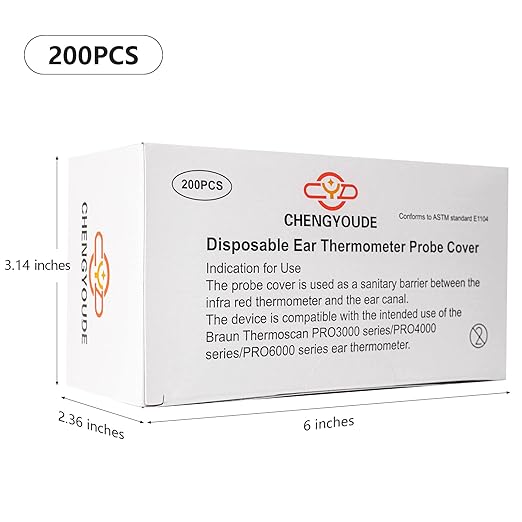 200X Ear Thermometer Probe Covers, Lens Filters, Refill Covers for All Braun themometer Models BPA Free Digital Disposable Covers
