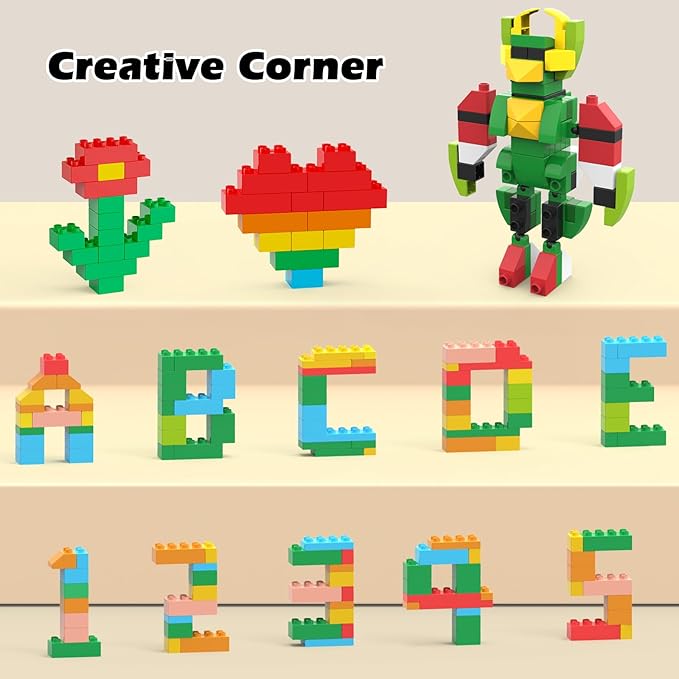 Building Blocks for Kids Ages 3-8| 8-Color Building Bricks for Toddlers Development, Creativity, and Motor Skills| 209-piece Toy Building Sets for Ideal Christmas/Birthday Gifts for Boys & Girls