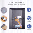 Baby Changing Table Portable Folding Diaper Changing Station with Wheels, Adjustable Height Mobile Nursery Organizer with Safety Belt and Large Storage Racks for Newborn Baby and Infant, Gray