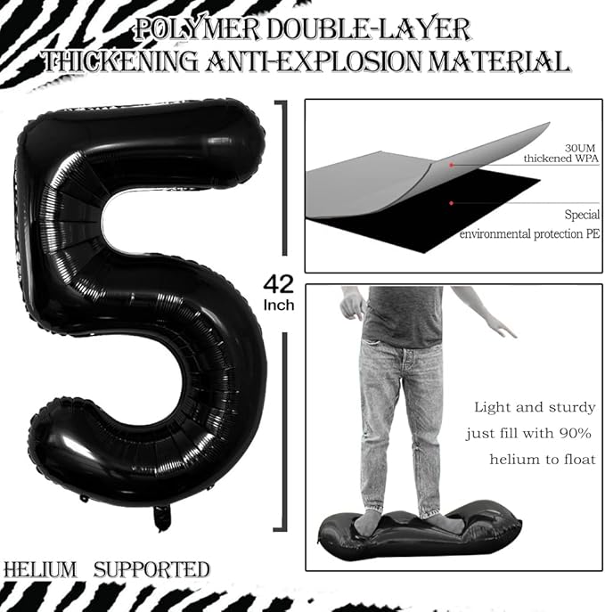 GOER Number 50 Balloons for 50th Birthday Party Decorations,42 Inch Jumbo Foil Helium Balloons for 50th Anniversary (Black)