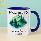 Promoted To Uncle Coffee Mug Gift For New Uncle EST 2026 Father's Day, Personalized Year Name Uncles White Teacup 11 15Oz, Customized Uncles Accent Mug Gift For Brother Family Pregnancy Announcement