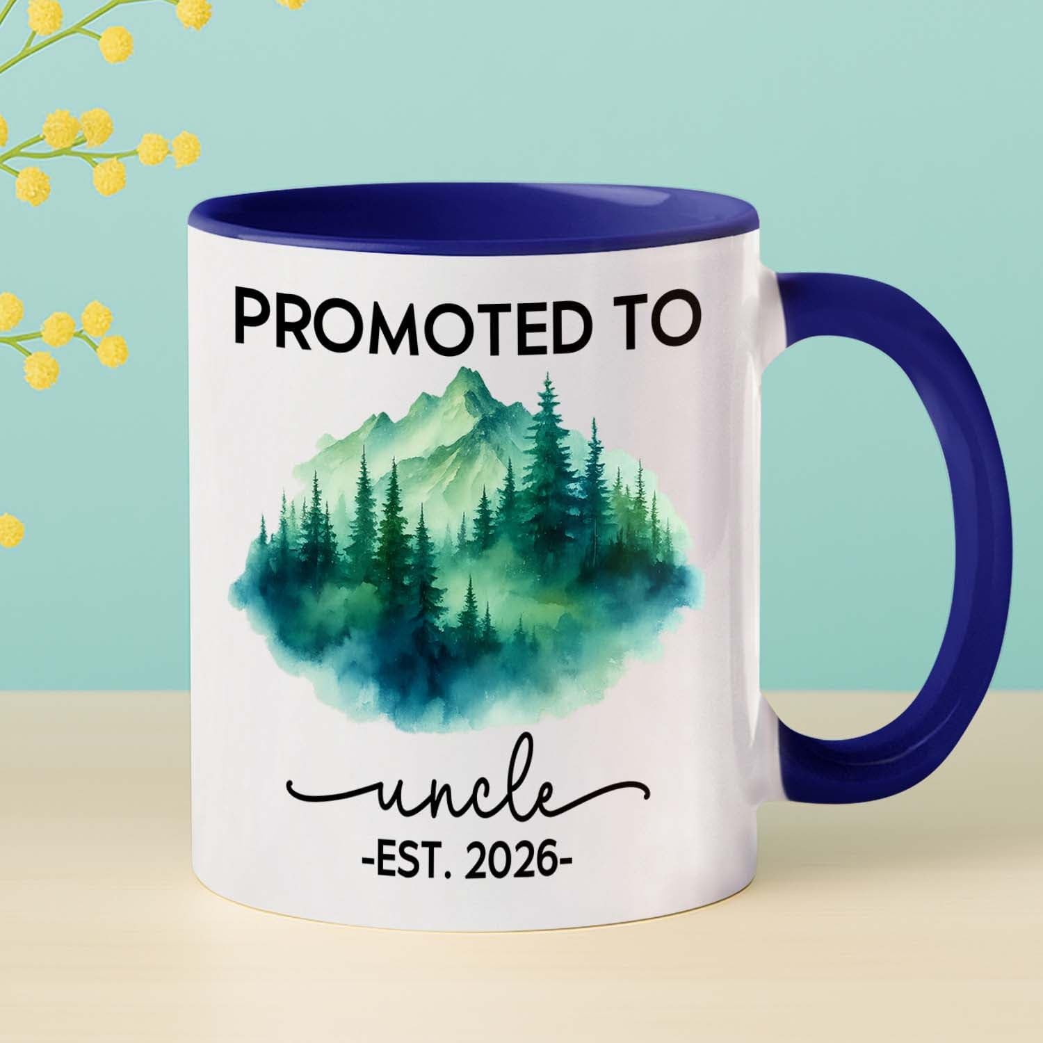 Promoted To Uncle Coffee Mug Gift For New Uncle EST 2026 Father's Day, Personalized Year Name Uncles White Teacup 11 15Oz, Customized Uncles Accent Mug Gift For Brother Family Pregnancy Announcement