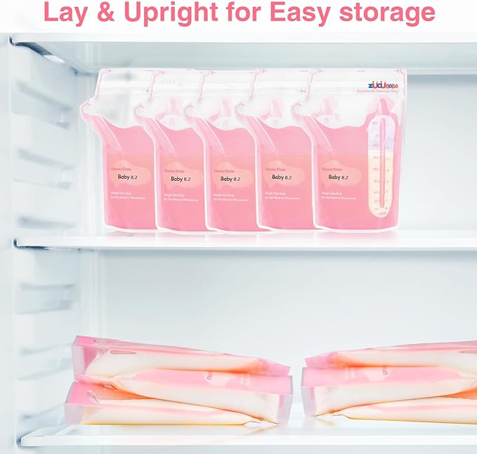 Breastmilk Storage Bags(180 Count)，8oz Milk Storage Bags for Breastfeeding，BPA Free with Easy Pour Spout, Self Standing, for Refrigeration and Freezing