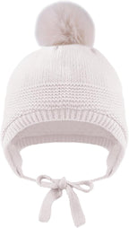 Basic Winter Baby Beanie Gloves Boys Girls Knitted Hat Pompom Kids Earflap Hats Warm Infant Toddler Beanie Mittens Set