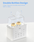 LAREX Double Bottle Warmer, 11-in-1 Fast Baby Bottle Warmer for Breastmilk and Formula, with Timer, Fits 2 Bottles, Accurate Temp Control, Milk Warmer with Thaw, Steri-lizing, Keep Warm, Heat Food