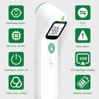 No-Touch Forehead Thermometer for Adults Kids Baby with Fever Alarm, Large Digital LCD Display, Multi-Mode Object Temperature 1s Instant Reading (Batteries Included)