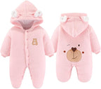 XIFAMNIY Newborn Fleece Footie Jumpsuit Hooded Warm Thicken Winter Outwear Snowsuit for Baby Girls and Boys