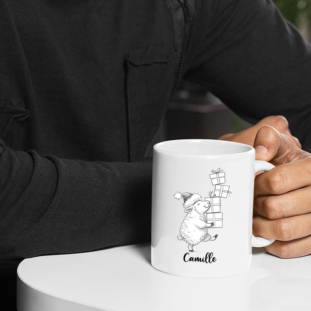 Personalized Name Sheep Lover Coffee Mug, Funny Sheep White Cup Gift For Men Women Dad Mom Daughter Son, Custom Sheeps Accent Ceramic Teacup 11 15 Oz, Sheeps Travel Mug Gift for Birthday Christmas