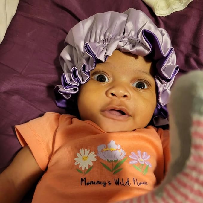 AKISS Baby Infant Newborn Toddler Satin Silk Hair Bonnet for Baby Girl Boy Sleeping Kids Cap Hat