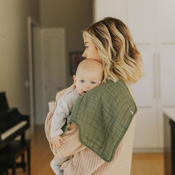 Little Unicorn Ultra-Absorbent Premium Burp Cloth 2 Pack | Soft on Baby's Skin | Larger Size | Ergonomic Design | Set of 2 (Fern)