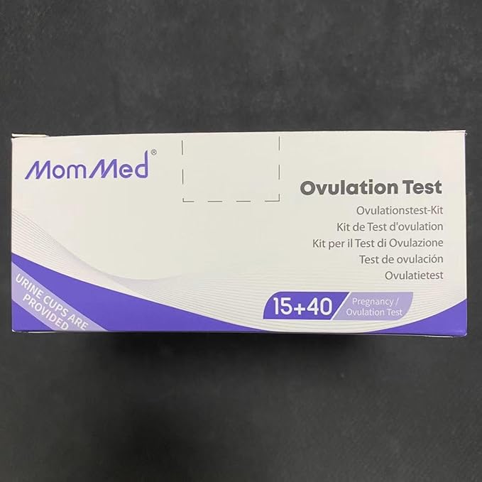 MomMed Ovulation Test Kit (HCG15-LH40), 15 Pregnancy & 40 Ovulation Test Strips with 55 Urine Cups Reliable & Quick Early Pregnancy Test