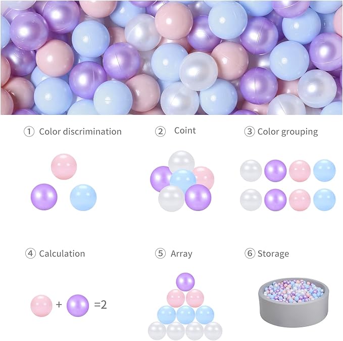 GOGOSO Ball Pits Balls for Toddlers Pack of 50 100 200 Plastics Shape Ball Non-Phthalate Non-BPA Non-Toxic 2.2-Inch Crush Proof Play Balls