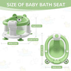 Baby Bath Seat for Babies 6 Months & up, Non-Slip Toddler Bath Seats for Babies Sitting Up, Safe Infant & Newborn Bathtub Chair with 4 Suction Cups & Soft Cushion for Shower,Green