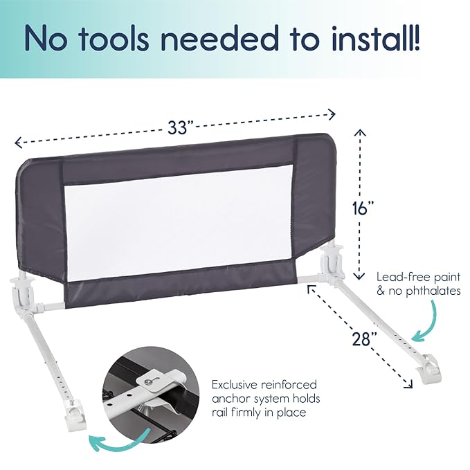 hiccapop Convertible Crib Bed Rail for Toddlers, Crib Rail Guard with Reinforced Anchor Safety