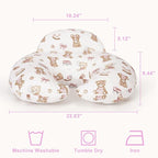 Nursing Pillow, Breastfeeding Pillows, with Removable Pillow Cover, Machine Washable, Machine Washable, Pink Bears