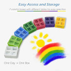 VOFOON Travel Pill Organizer 4 Times a Day, Weekly Pill Box 4X a Day Medicine Organizer Pill Case for Vitamins Medicine Fish Oils Supplements