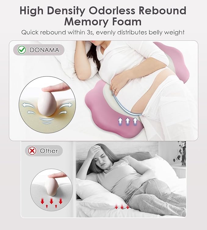 Pregnancy Pillows for Sleeping, Memory Foam Maternity Pillow Support for Back Belly HIPS, Adjustable Travel Wedge Pillow for Pregnant Women, Side Spleeping Pregnant Pillows with Cooling Pillowcase