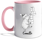 Personalized Name Sheep Lover Coffee Mug, Funny Sheep White Cup Gift For Men Women Dad Mom Daughter Son, Custom Sheeps Accent Ceramic Teacup 11 15 Oz, Sheeps Travel Mug Gift for Birthday Christmas