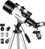 Telescope for Kids & Adults - 70mm Aperture 500mm AZ Mount Fully Multi-Coated Optics Astronomical refracting Portable Telescopes, with Tripod Phone Adapter, Carrying Bag, Remote Control White