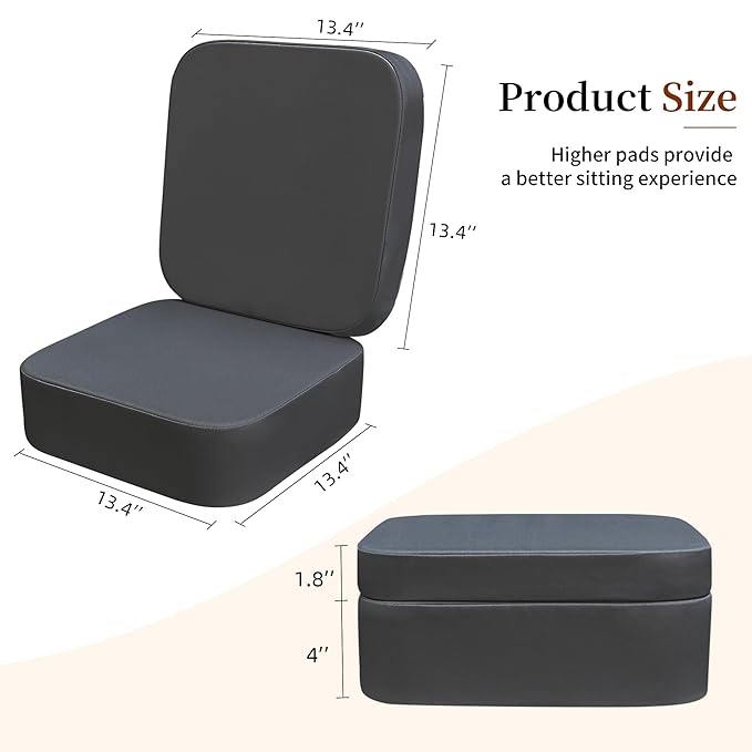 Toddler Booster Seat for Dining Table with Backrest and Adjustable Straps, Waterproof Oxford Foam Cushion with Non-Slip Bottom, Portable Chair Booster for Kitchen Use (Dark Grey)